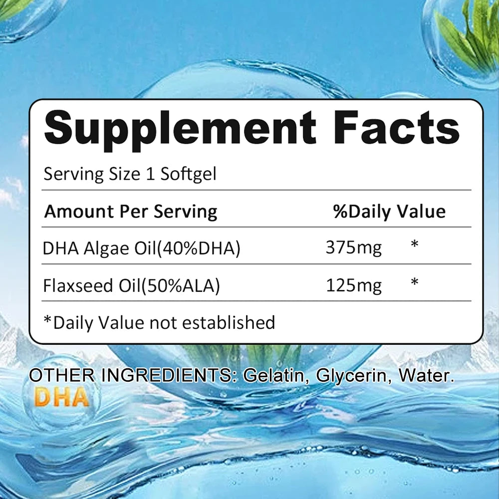 Bcuelov DHA Algae Oil Capsules – Extra Strength Supplement Omega-3 Supplement Qst