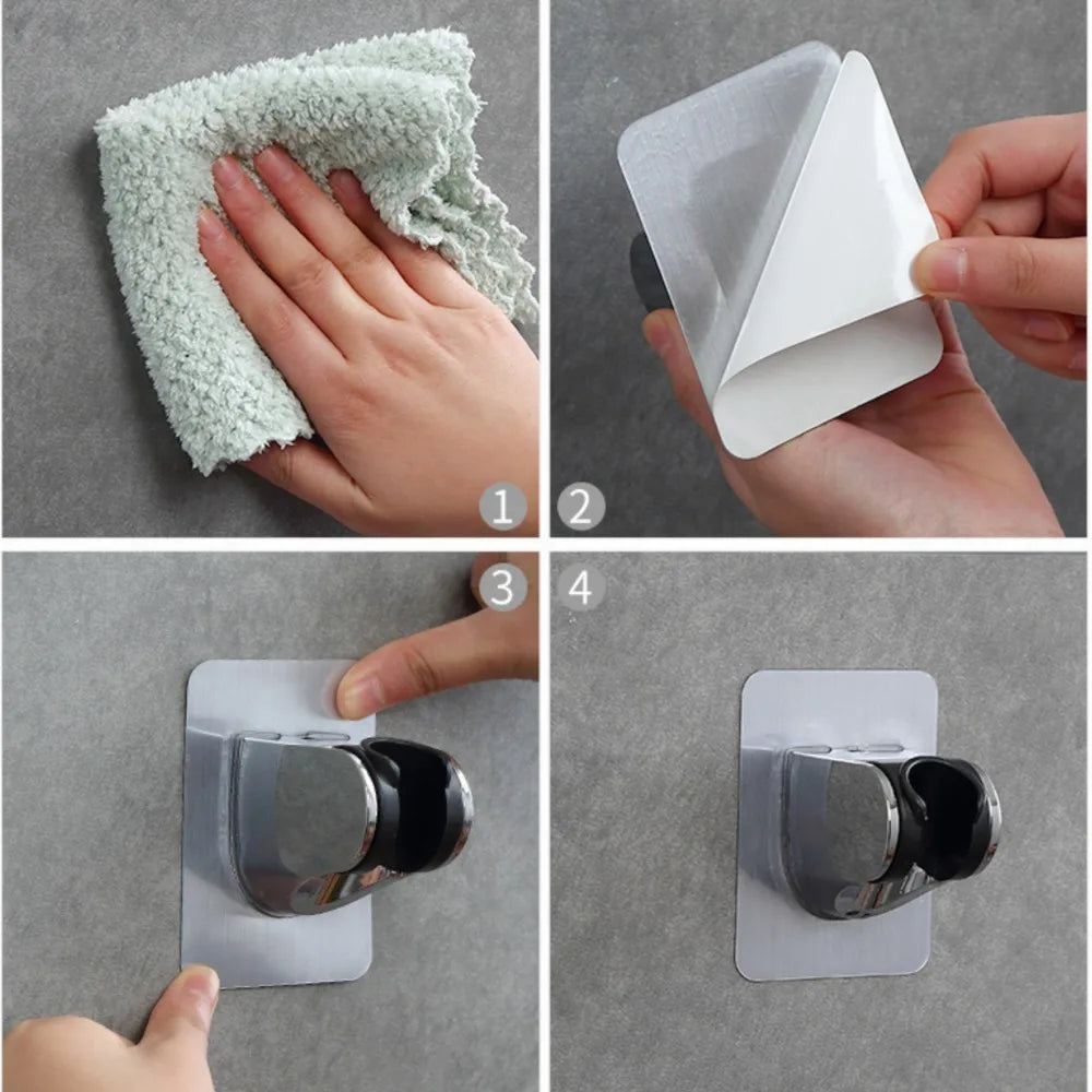 Self-Adhesive Shower Head Bracket | Adjustable Wall Mount Holder Shower Head Bracket Qme