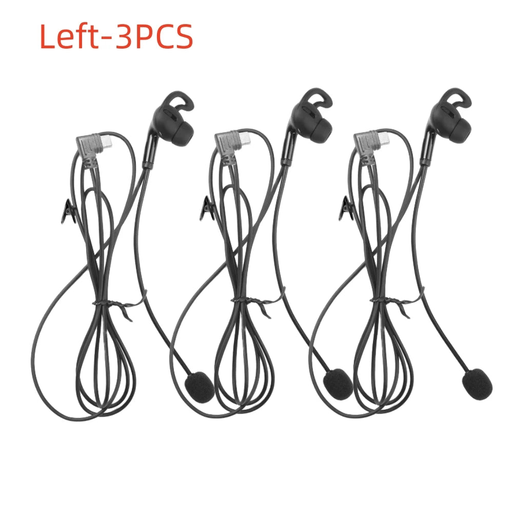 Referee In-Ear Headset Type-C for EJEAS V4C Plus Intercom Referee Intercom Headset Qst 3Pcs Left