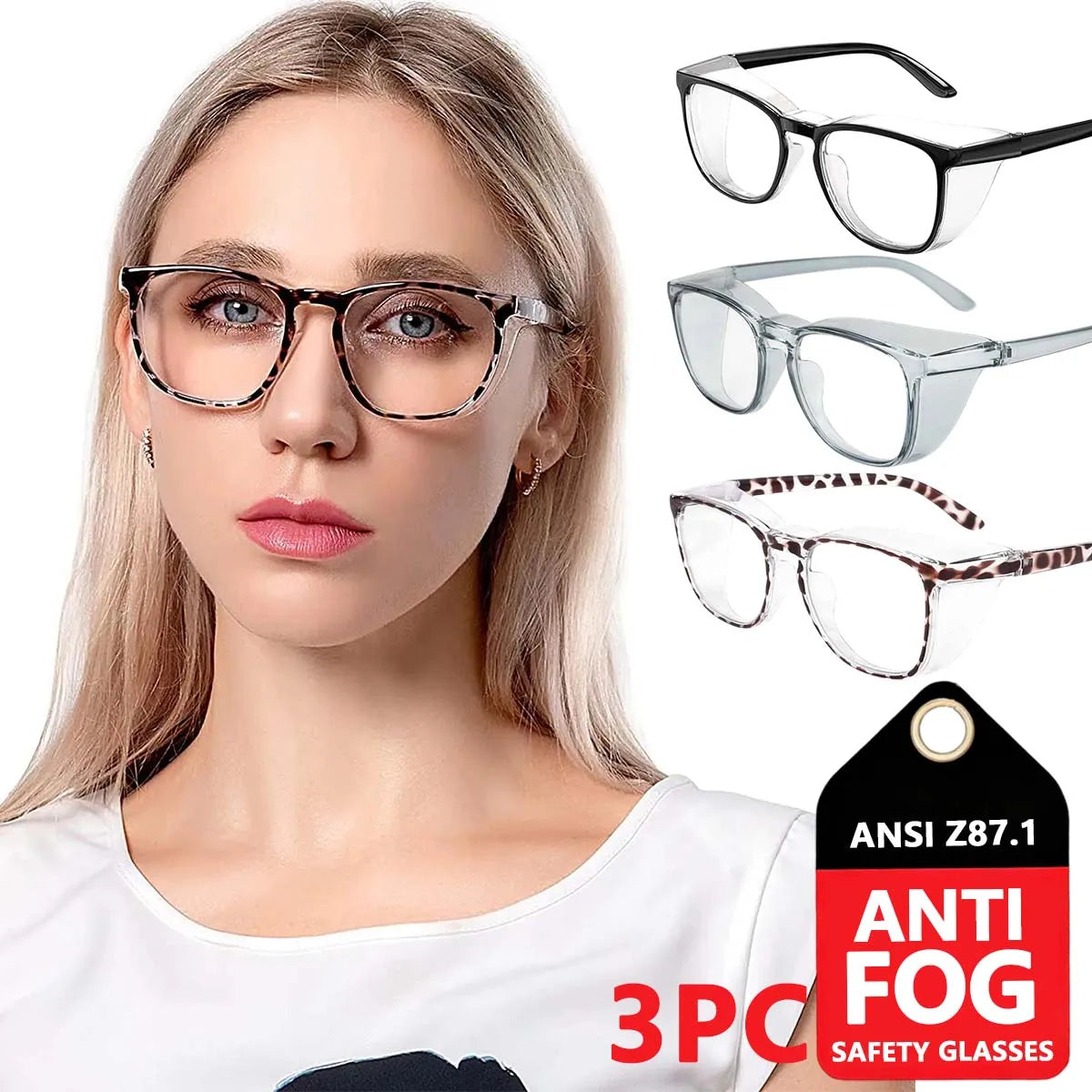 VOPHA Z87 Safety Glasses – Anti-Fog UV Protection Unisex Safety Glasses Qst 3PC