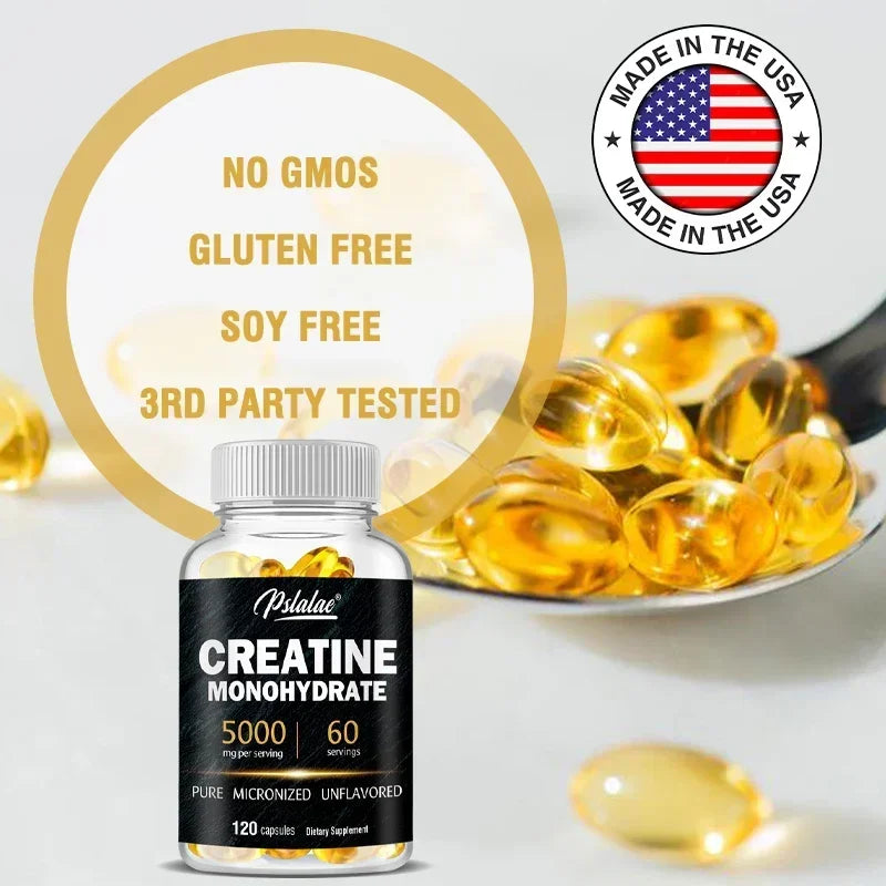 Pslalae Creatine Monohydrate Capsules – Strength & Endurance Creatine Supplement Qst