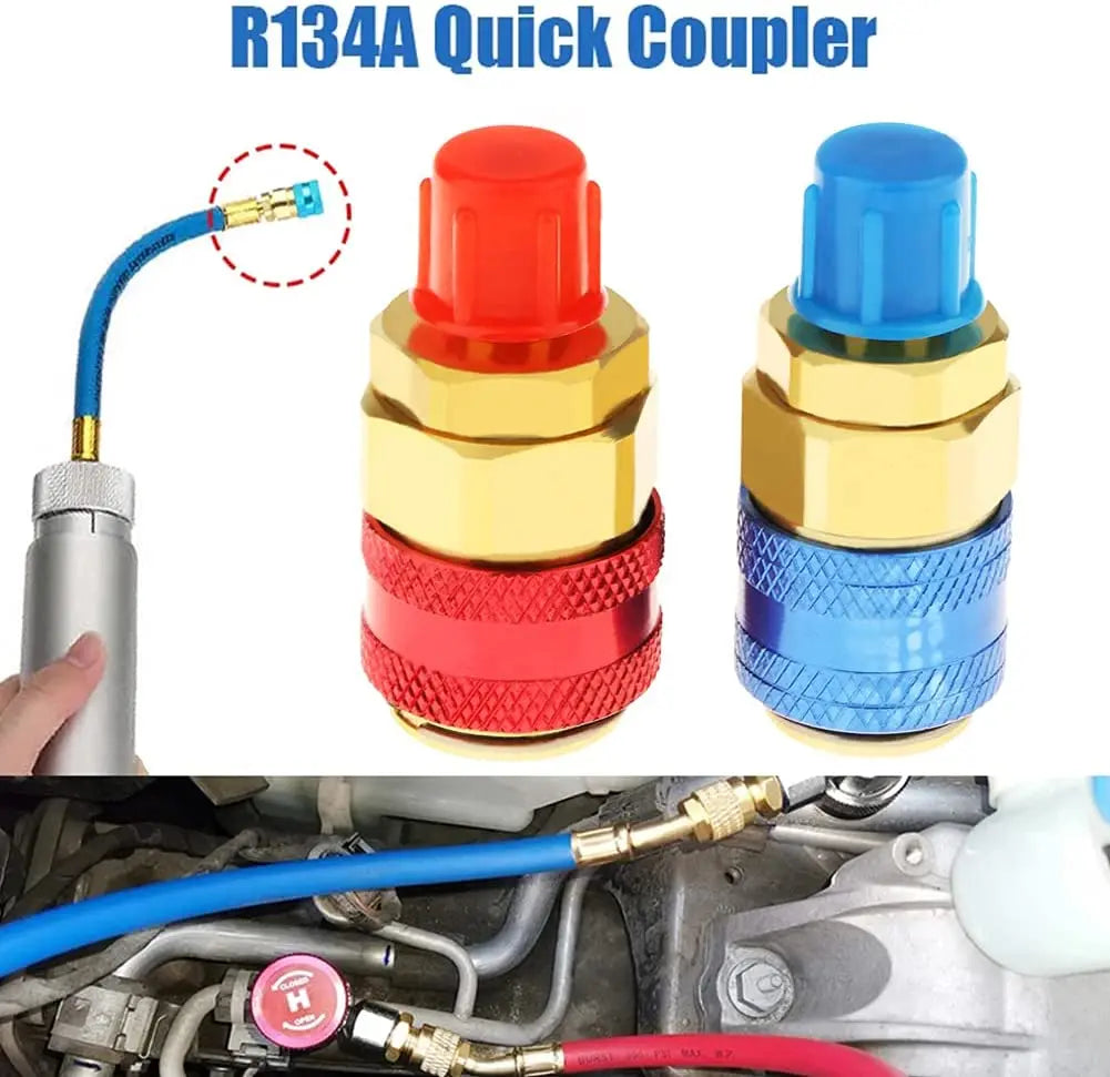 R134A Brass Quick Coupler Connector – Car AC Refrigerant Adapter AC Refrigerant Coupler Qme