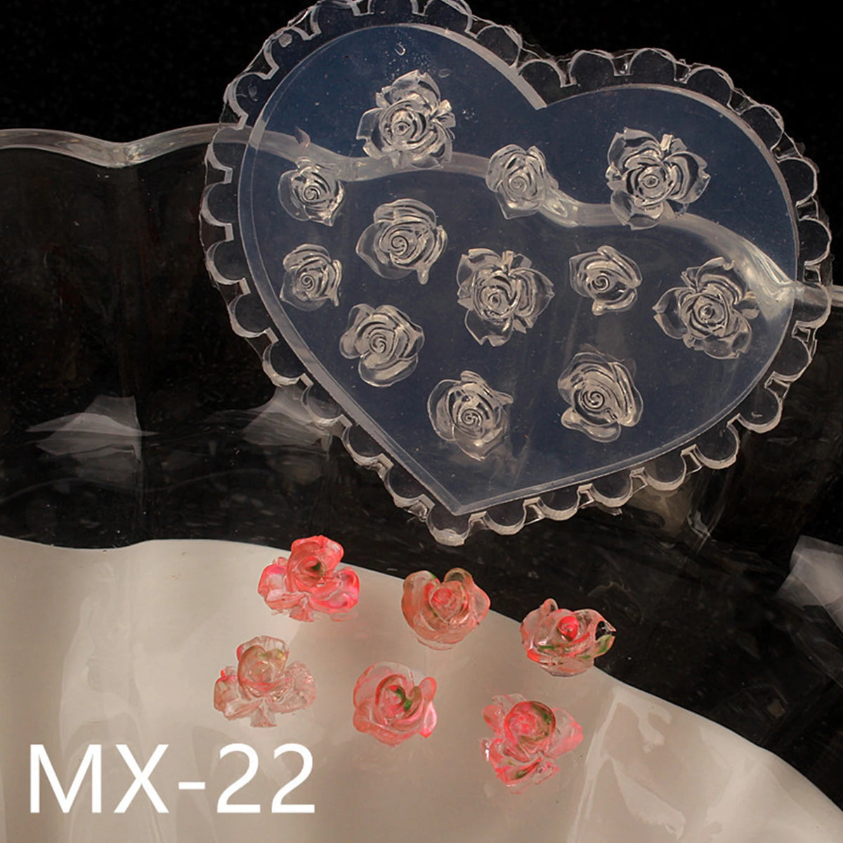 Heart Rose Butterfly Silicone Nail Art Stamping Mold – DIY Design Nail Art Mold Qst MX-22
