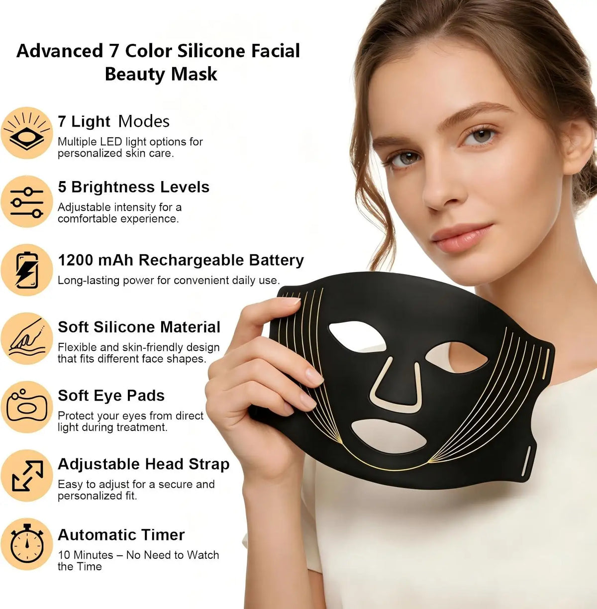 VIMYSHOW 7-Color LED Silicone Face Mask – Skin Care Device LED Face Mask Qst