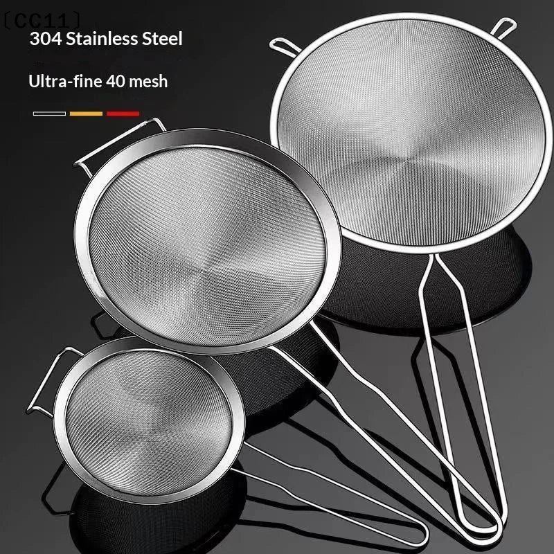 Fine Mesh Kitchen Strainer – Non-Slip Handle & Hook | Stainless Steel Kitchen Strainer Qme