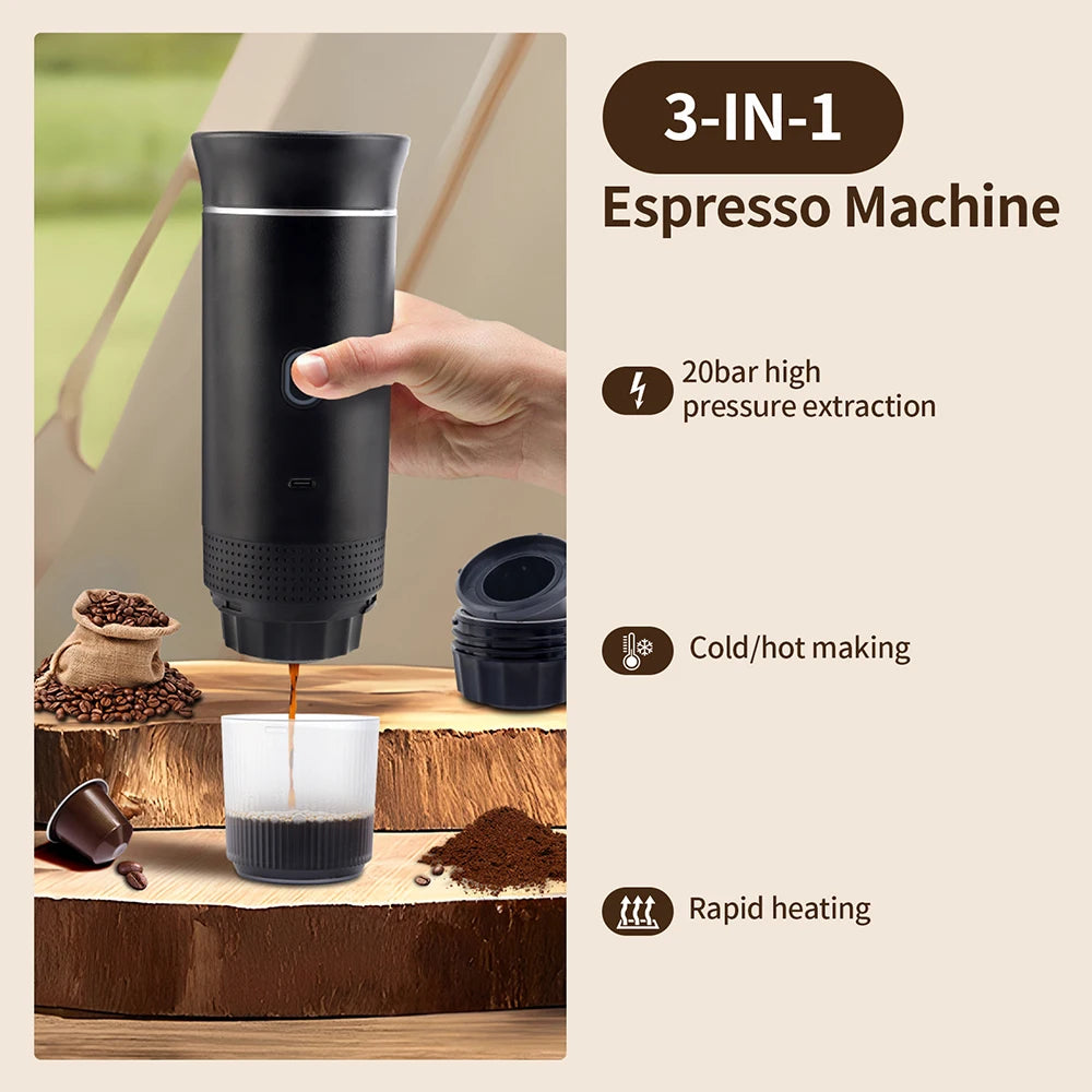 3-in-1 Wireless Portable Capsule Espresso Coffee Maker Portable Espresso Maker Qst