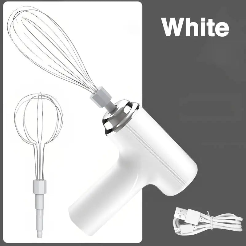 Mini Electric Milk Frother & Egg Whisk – USB Rechargeable Milk Frother Whisk Qme white