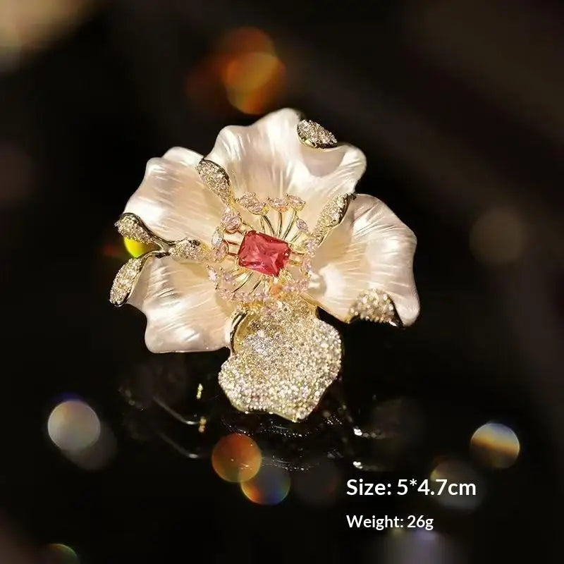 Retro Floral Pearl Brooch Pin | Vintage Alloy Flower Brooch Floral Brooch Pin Qme