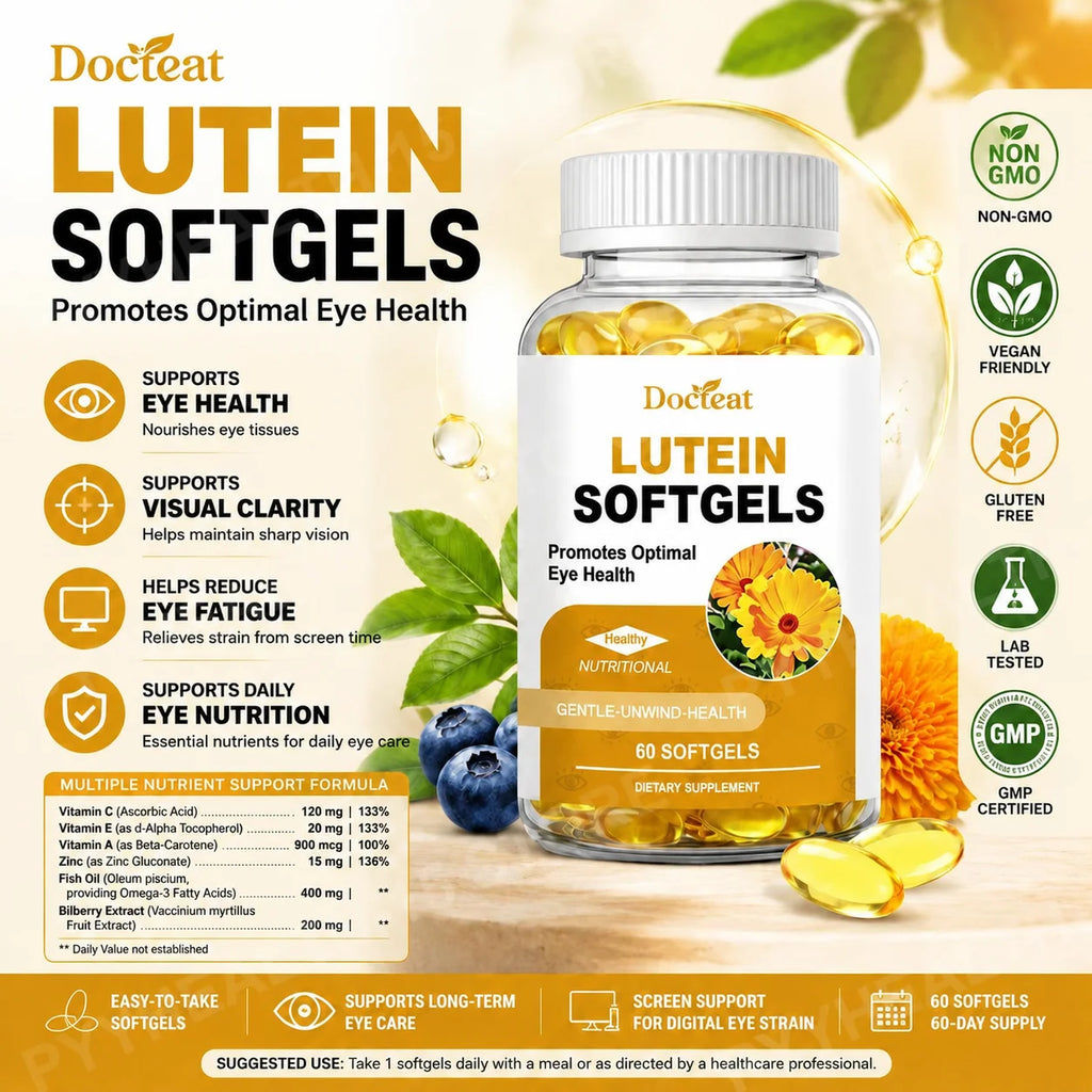 Lutein Zeaxanthin Softgels – Bilberry, Fish Oil & Astaxanthin, 60ct Eye Wellness Supplement Qst