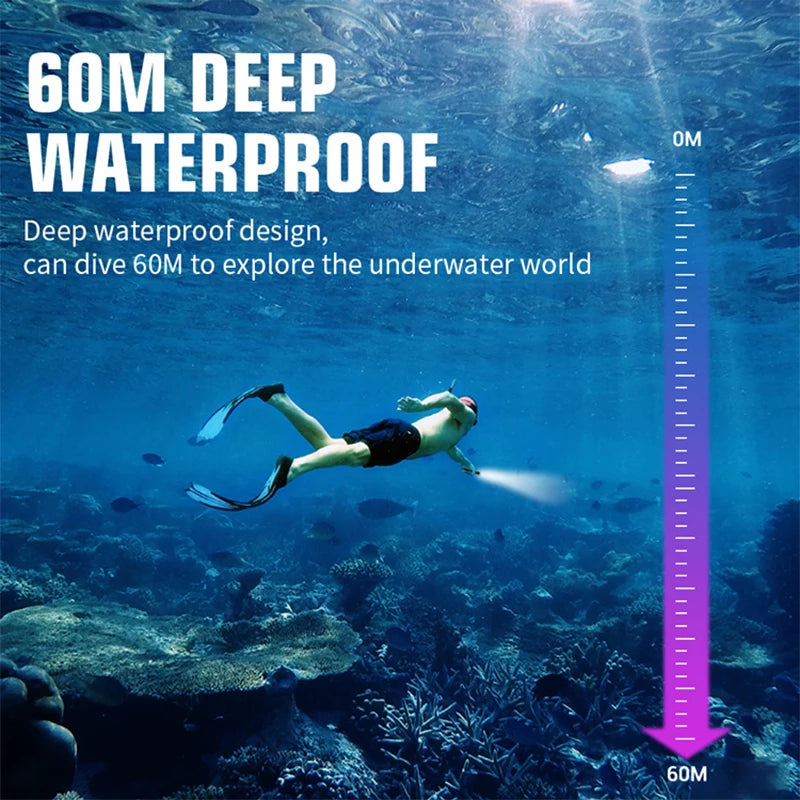 BORUiT S2 Diving Flashlight 1000LM IPX8 Waterproof LED Torch Diving Flashlight Qst