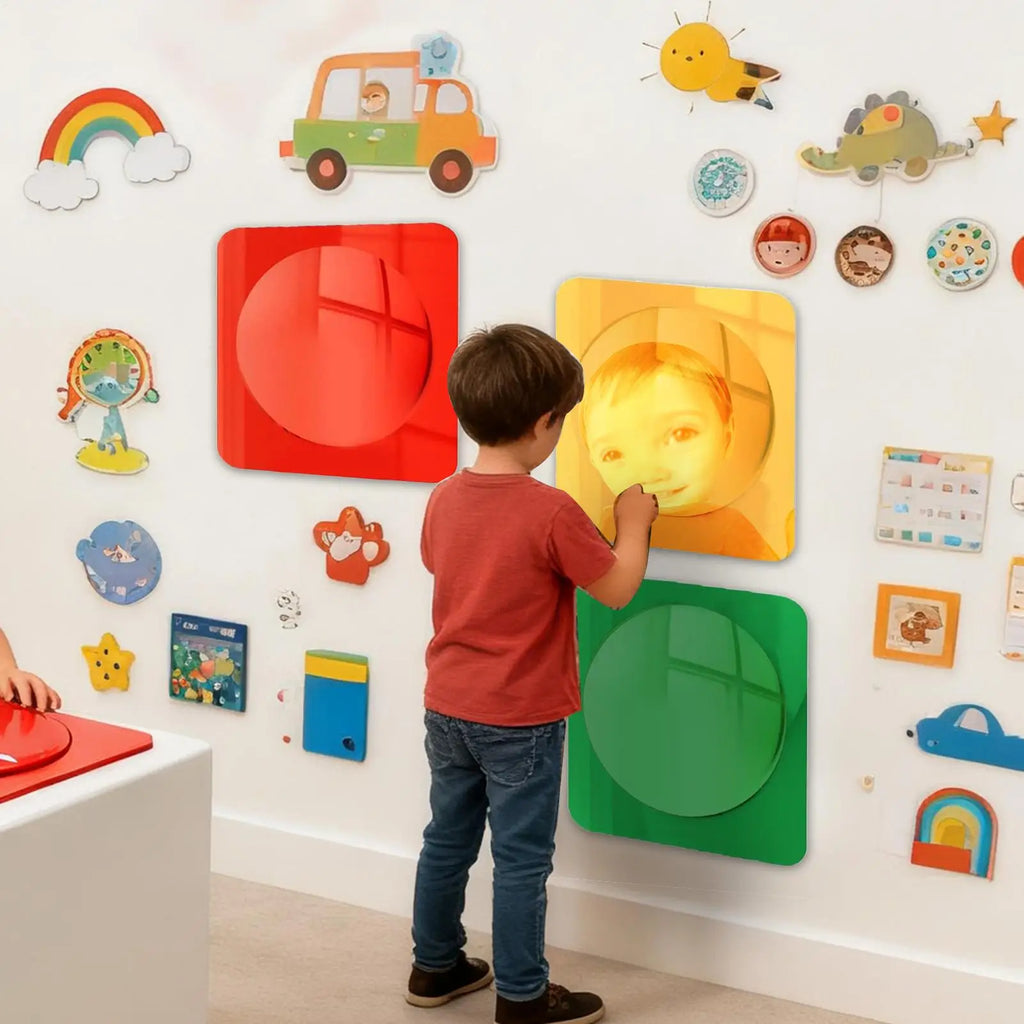 Kids Acrylic Sensory Mirror Set – 3-Piece Toddler Interactive Toy Sensory Mirror Set Qme