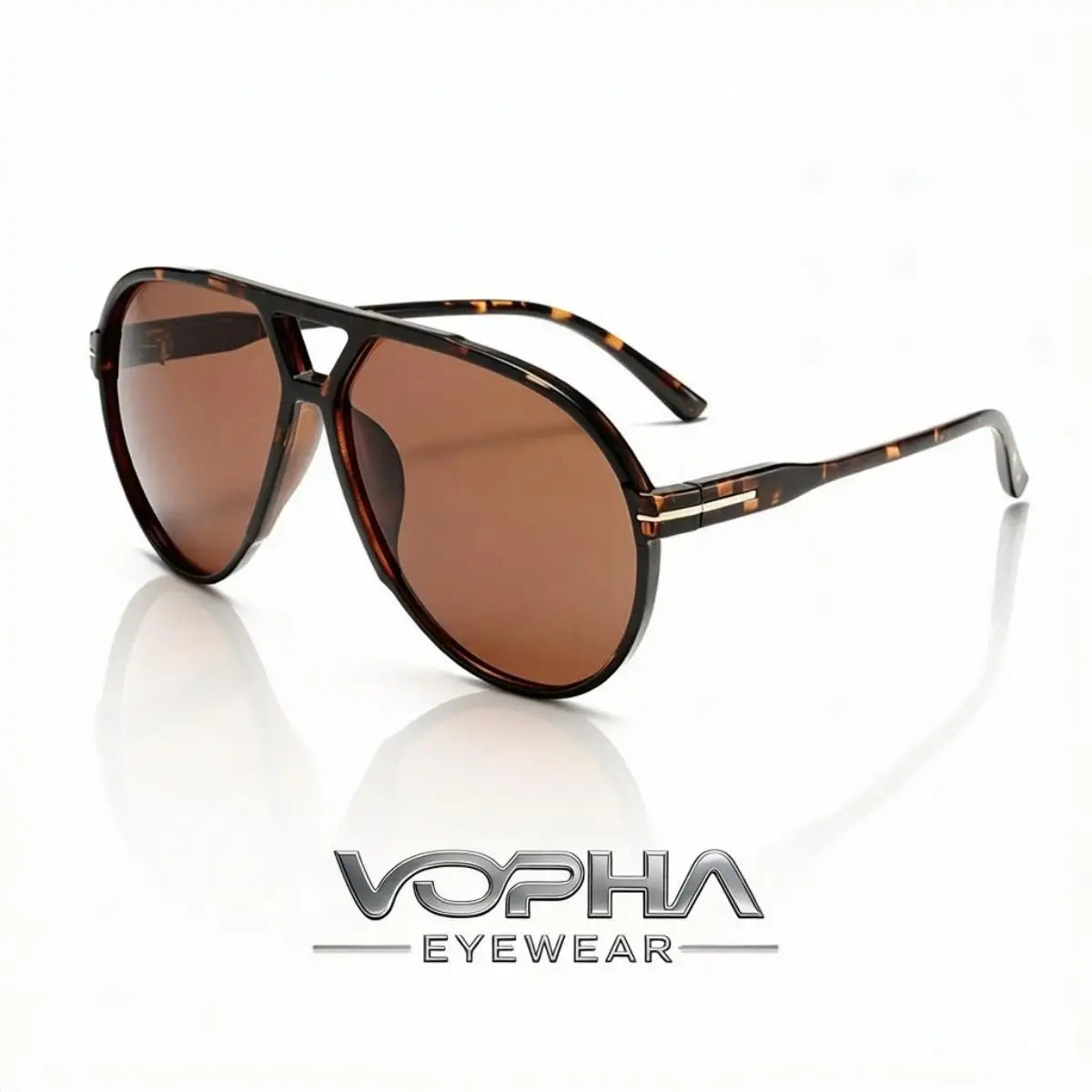 VOPHA Oversized Round Sunglasses UV400 Retro Pilot Style Fashion Sunglasses Qst Tortoise brown