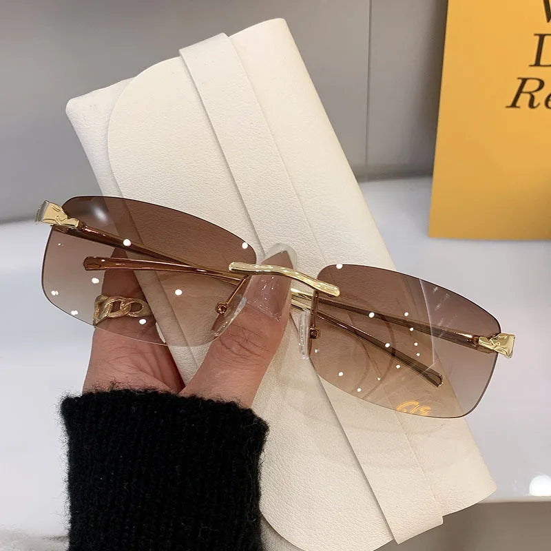 Vintage Rimless Rectangle Sunglasses UV400 – 6 Colors Rimless Sunglasses Qme JB