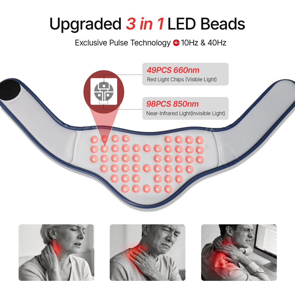 Hello Face L1 Neck Red Light Therapy Device | 147 LED 660nm 850nm Red Light Therapy Wrap Qst