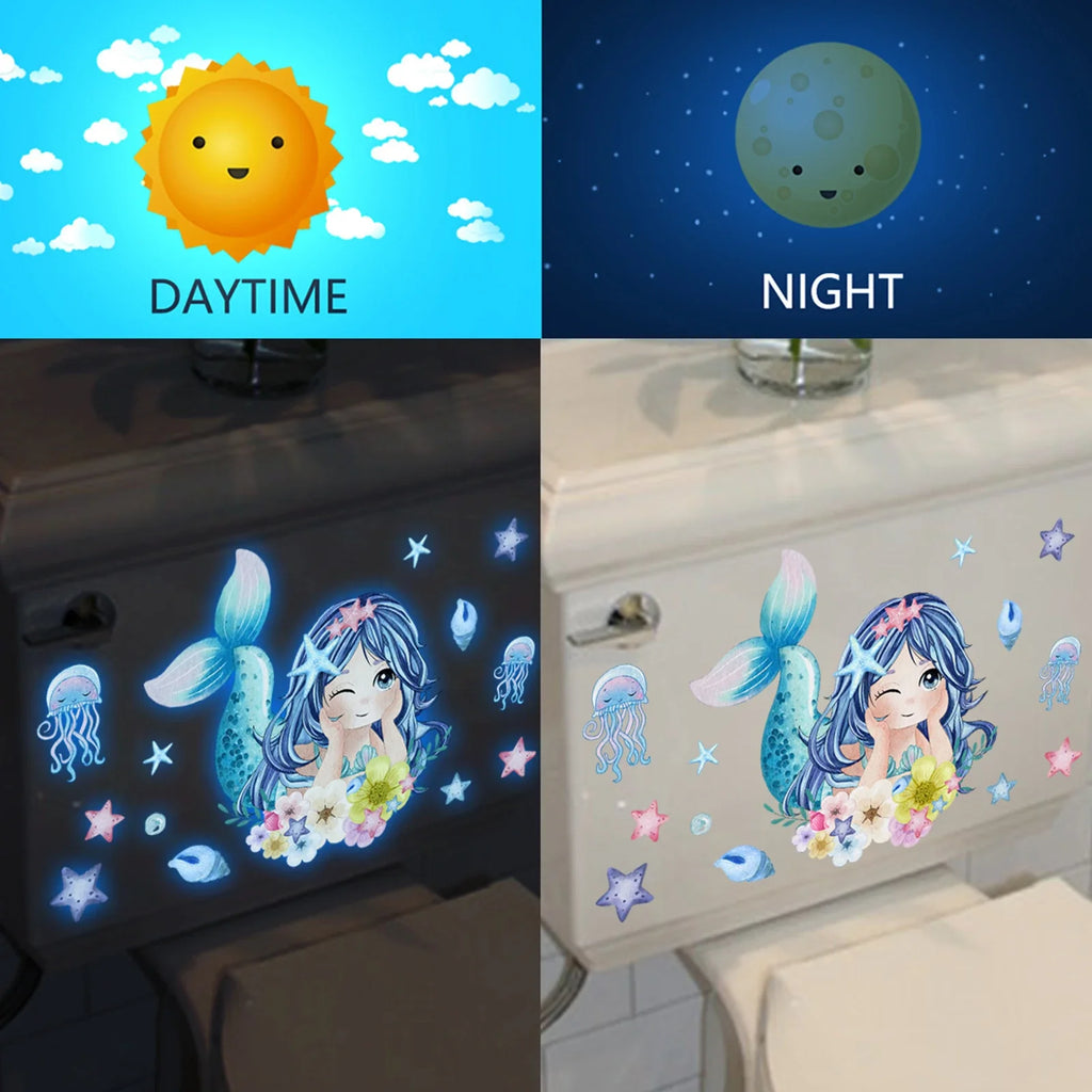 Glow-in-the-Dark Toilet Sticker – Fun PVC Bathroom Decal Bathroom Wall Sticker Qme