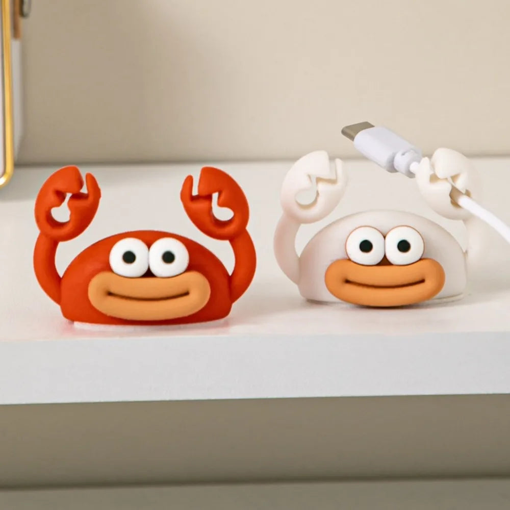 Cute Crab Cable Holder – Self-Adhesive Silicone USB Organizer Cable Organizer Clip Qme