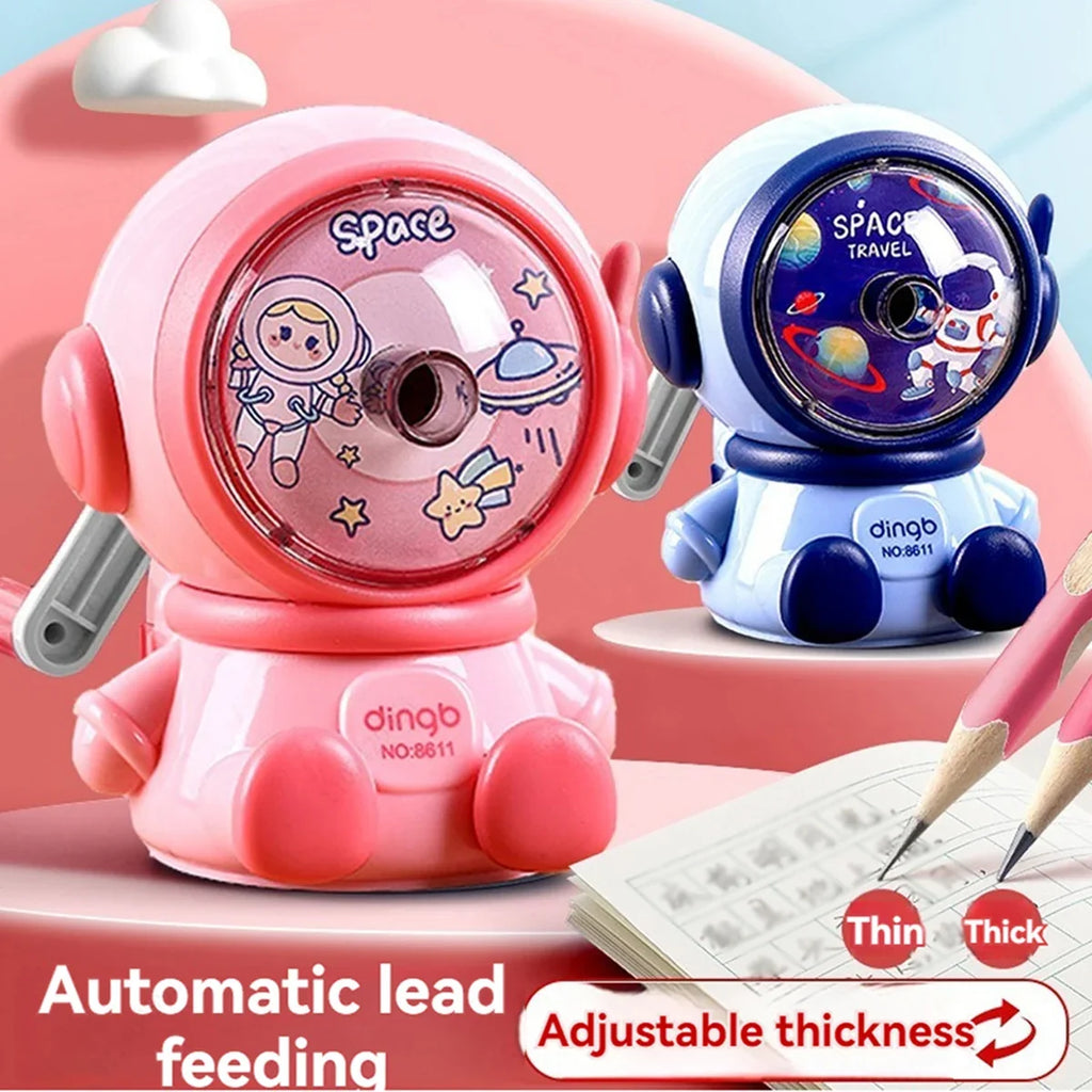 Astronaut Cartoon Hand Crank Pencil Sharpener for Students Manual Pencil Sharpener Qme