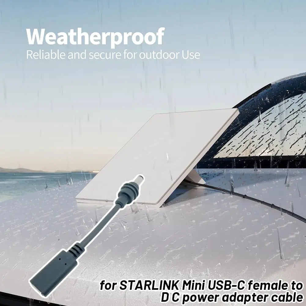 Starlink Mini USB-C Female DC Power Adapter Cable Weatherproof DC Power Adapter Cable Qme