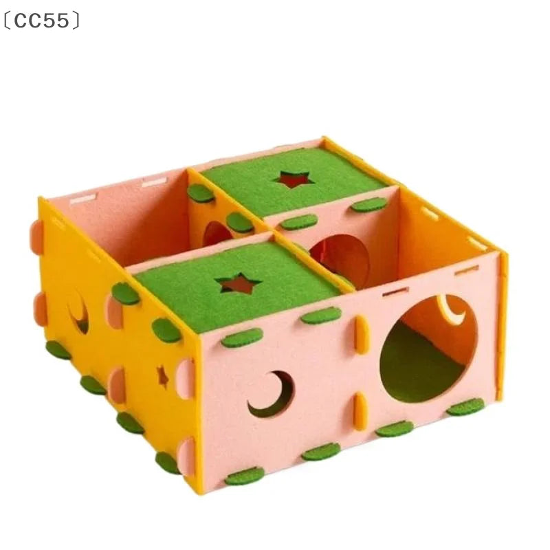 Felt Maze Hide Nest – Hamster Tunnel Toy & Small Pet Hideout Small Pet Hideout Qst