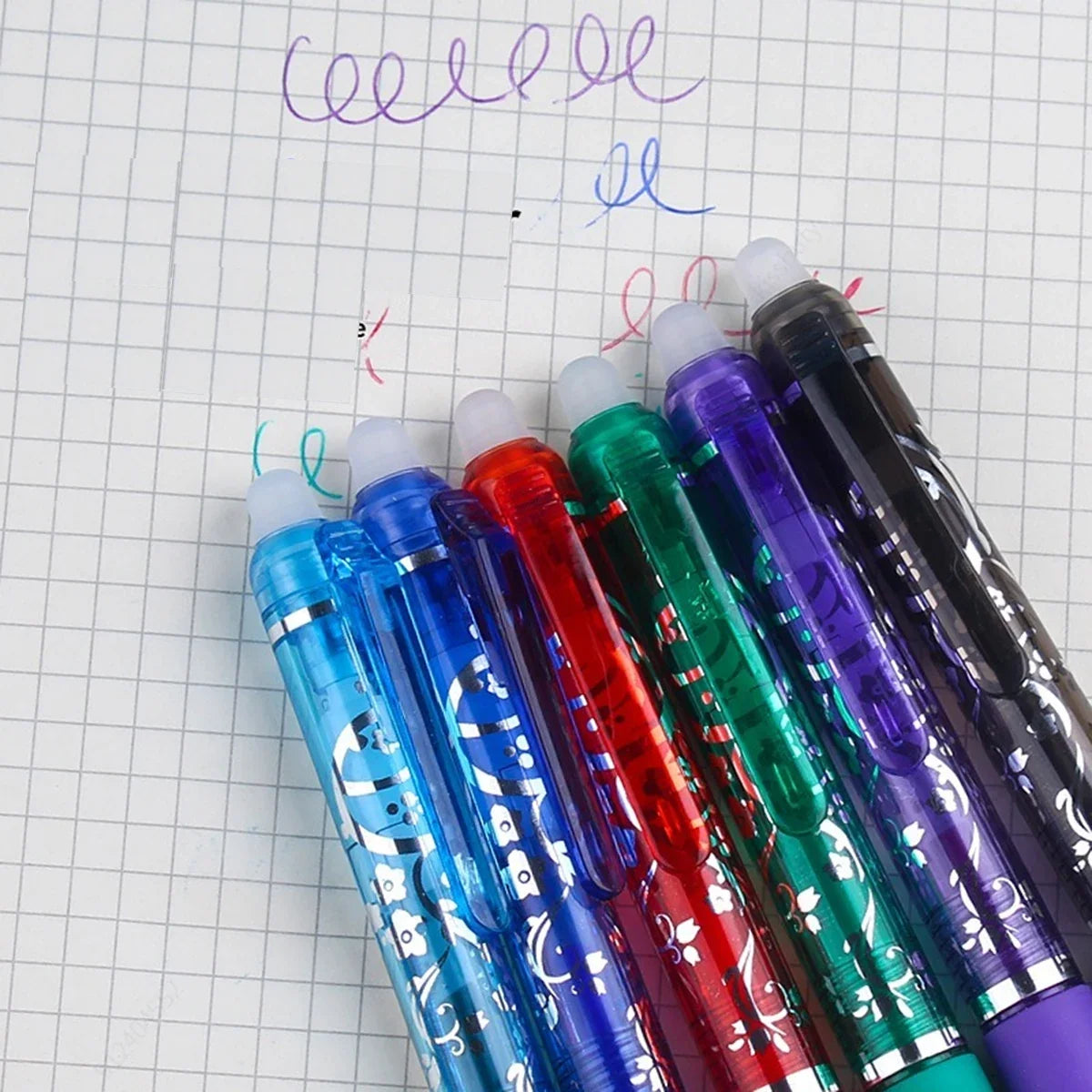 6-Color Erasable Gel Pens Refillable Retractable ST Tip 0.5mm Erasable Gel Pen Set Qme