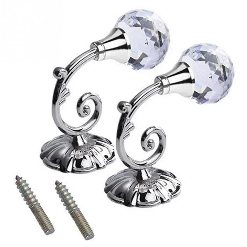 Metal Crystal Glass Curtain Holdbacks – Decorative Wall Tie Backs Curtain Holdback Hooks Qme