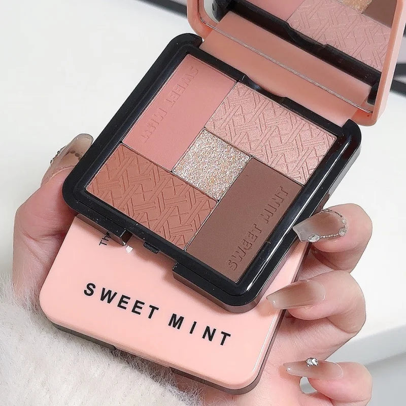 5-Color Eyeshadow & Blush Palette – Matte Highlight Makeup Eyeshadow Palette Qst
