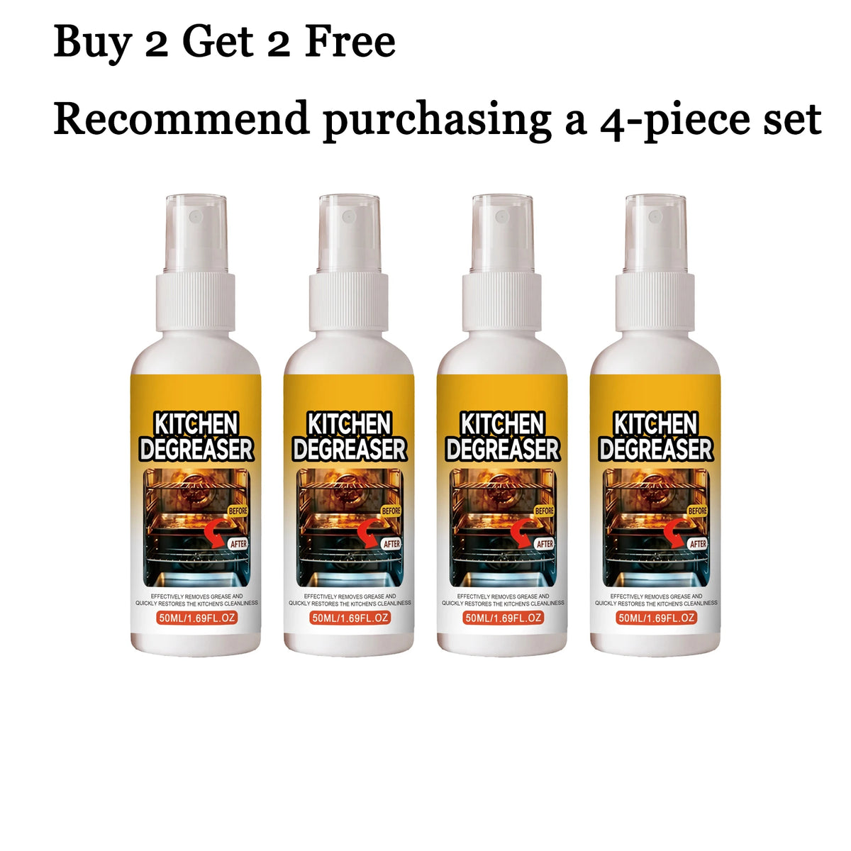 50ml Kitchen Degreaser Spray – Deep Clean & Restore Gloss Kitchen Degreaser Spray Qst 4 pcs