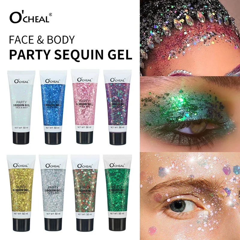 Party Sequin Gel – Waterproof Glitter Makeup for Costumes Glitter Makeup Gel Qme