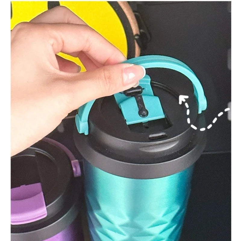 Diamond-Shaped Insulated Stainless Steel Travel Cup 500ml Insulated Travel Cup Qme