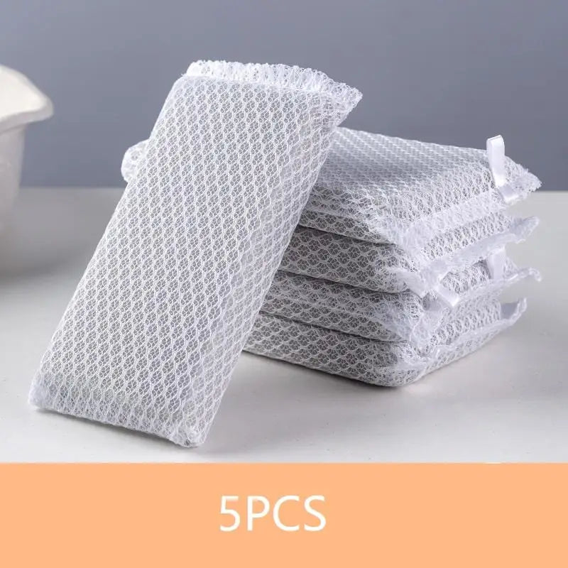 Non-Stick Dish Scouring Sponge Pads 5/10 Pack – Net Foam Dish Scouring Sponge Qst 5PCS Gray