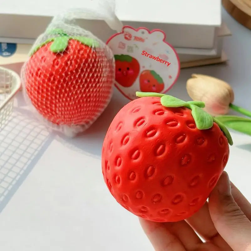 Giant Strawberry Slow Rising Squeeze Fidget Toy – Non-Toxic TPR Fidget Squeeze Toy Qme