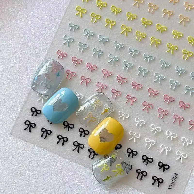 3D Mini Bow Nail Art Stickers – Self-Adhesive Multicolor Nail Art Stickers Qme