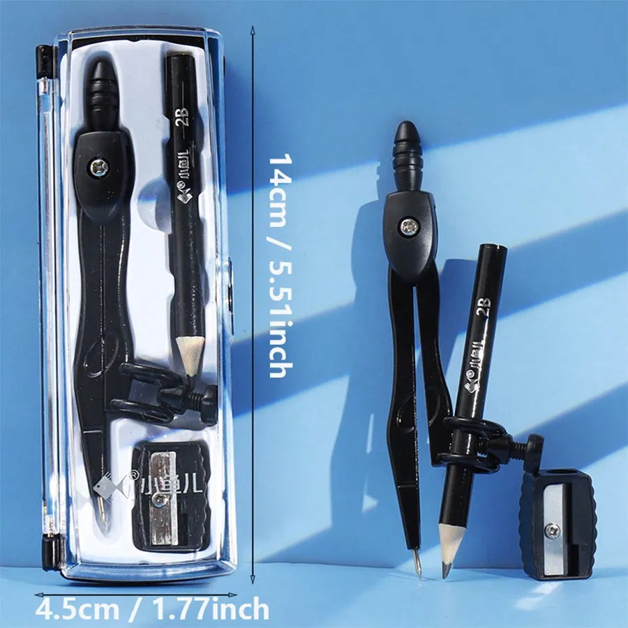 2B Mechanical Pencil & Compass Drawing Kit for Exams Drafting Tool Set Qst