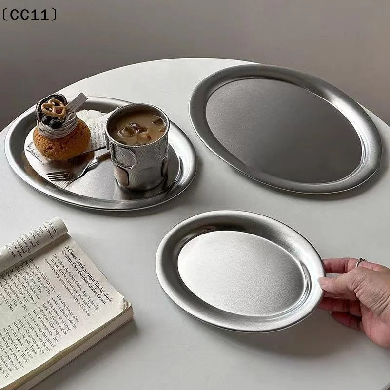 Stainless Steel Oval Fish Plate | Serving Platter for Dining Serving Plate Qme