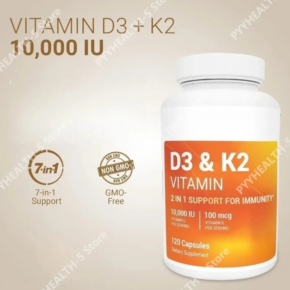 Vitamin D3 K2 MK-7 Capsules 120ct – Magnesium Zinc B6 Vitamin Supplement Qst