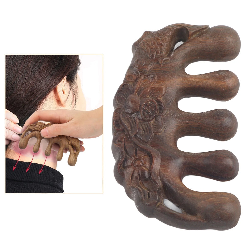 Wide Tooth Sandalwood Scalp Massage Comb – Head & Neck Scalp Massage Comb Qme