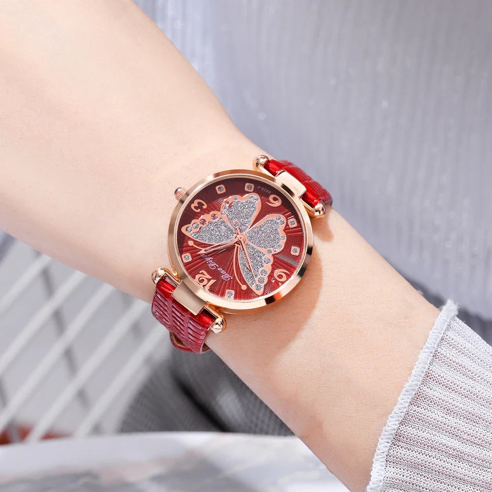 Leather Strap Analog Quartz Watch – Blue Glass Dial | Unisex Analog Quartz Watch Qme