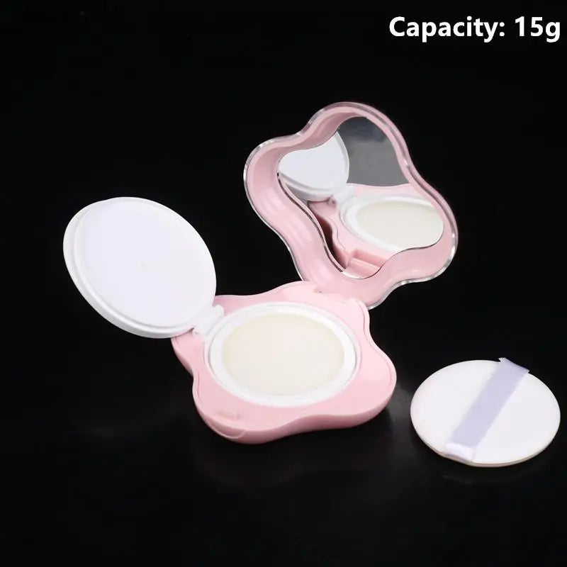 Refillable Air Cushion Foundation Box with Mirror & Puff Makeup Compact Case Qst Pink