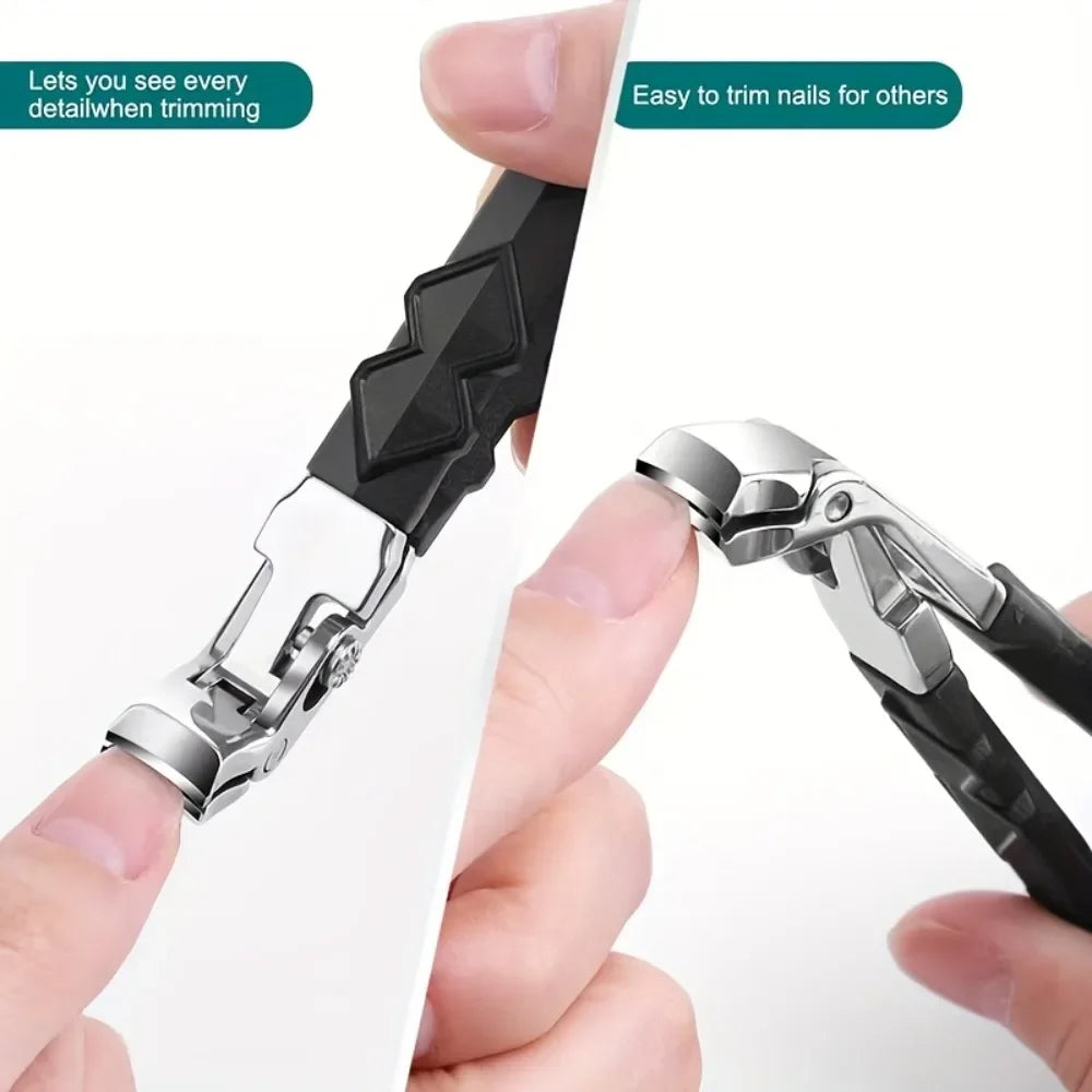 Anti-Splash Nail Clippers Long Handle – Stainless Steel Manicure Nail Clippers Qme