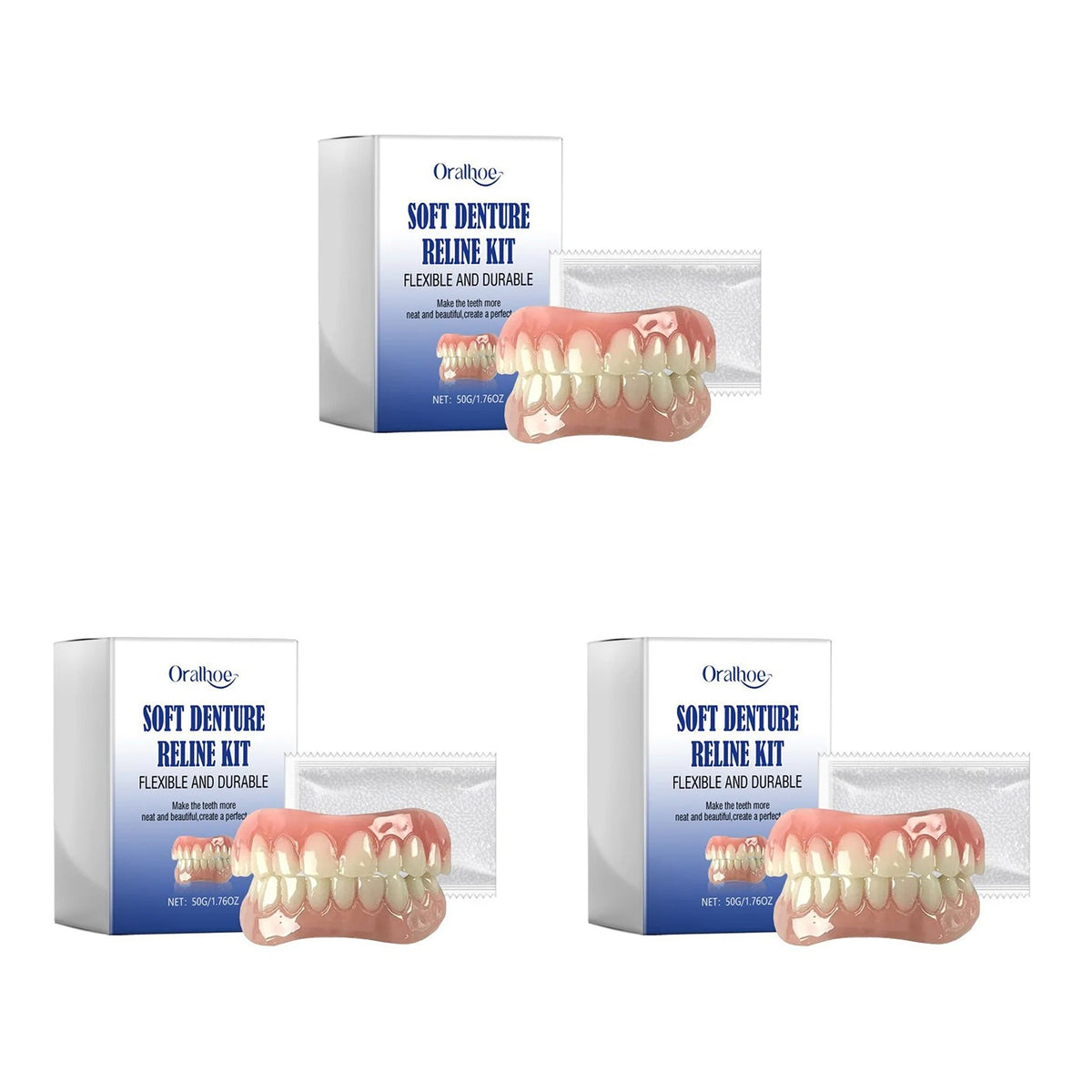 Oralhoe Soft Denture Reline Kit – Temporary Cosmetic Dental Braces Denture Reline Kit Qst 3sets boxed