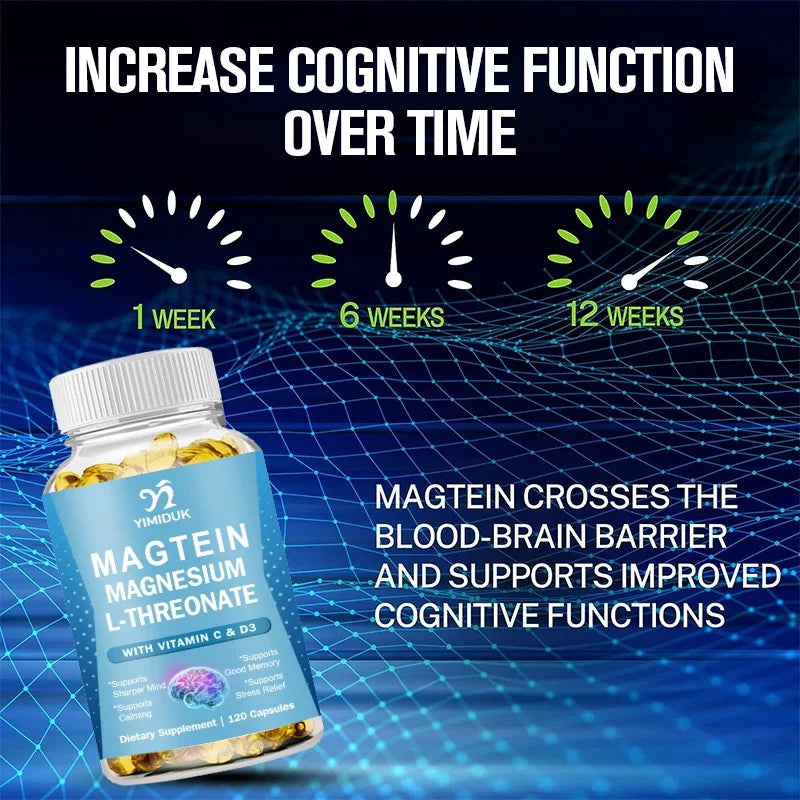 Magnesium L-Threonate 120 Capsules | Cognitive & Sleep Support Magnesium Supplement Qst