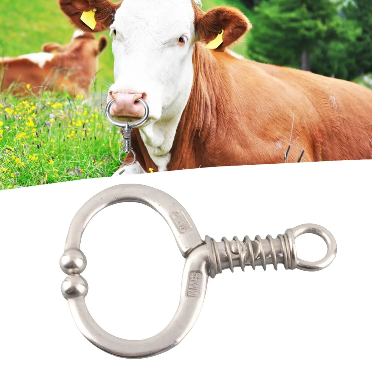 Stainless Steel Spring Bull Nose Ring – Cattle Livestock Tool Livestock Nose Ring Qme