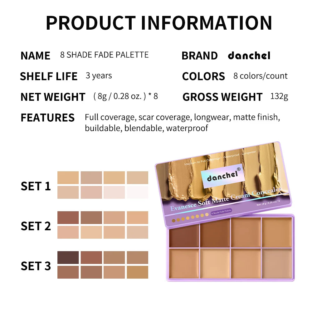 Multi-Shade Concealer Palette – Waterproof Matte Cream Concealer Palette Qst