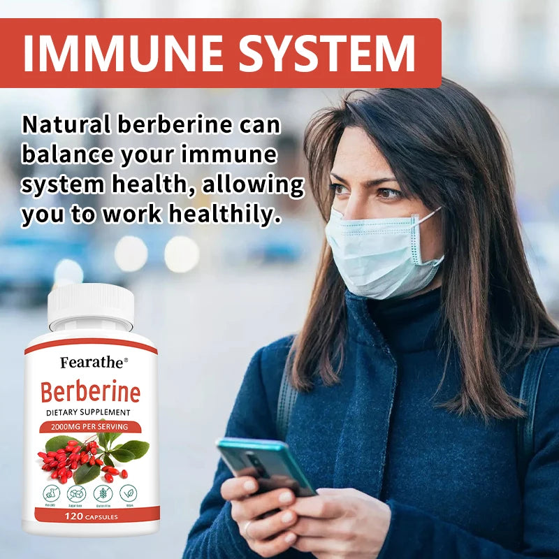 Berberine 2000mg Supplement – 120 Capsules, Non-GMO Herbal Supplement Qst