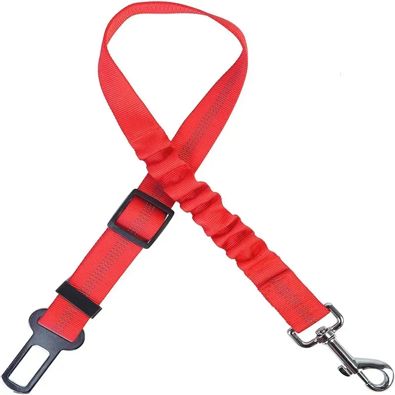 3-in-1 Adjustable Reflective Bungee Dog Car Safety Tether Dog Car Tether Qme Red