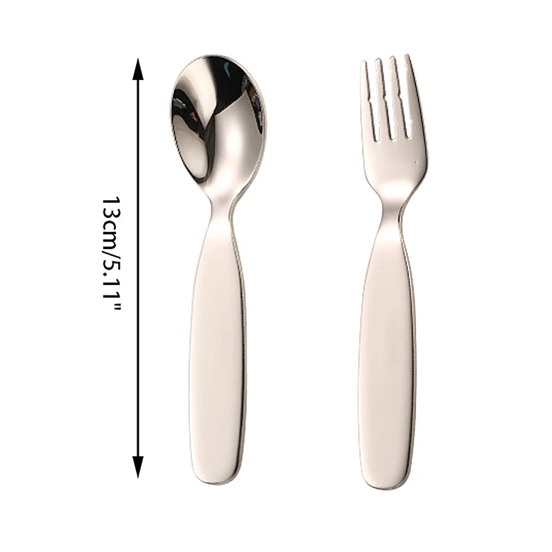 Kids 304 Stainless Steel Spoon & Fork Set – Safe Tableware Kids Flatware Set Qst