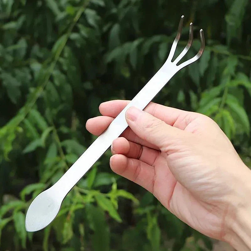 Handheld Stainless Steel Garden Rake – Rustproof 3-Prong Tool Handheld Garden Rake Qme