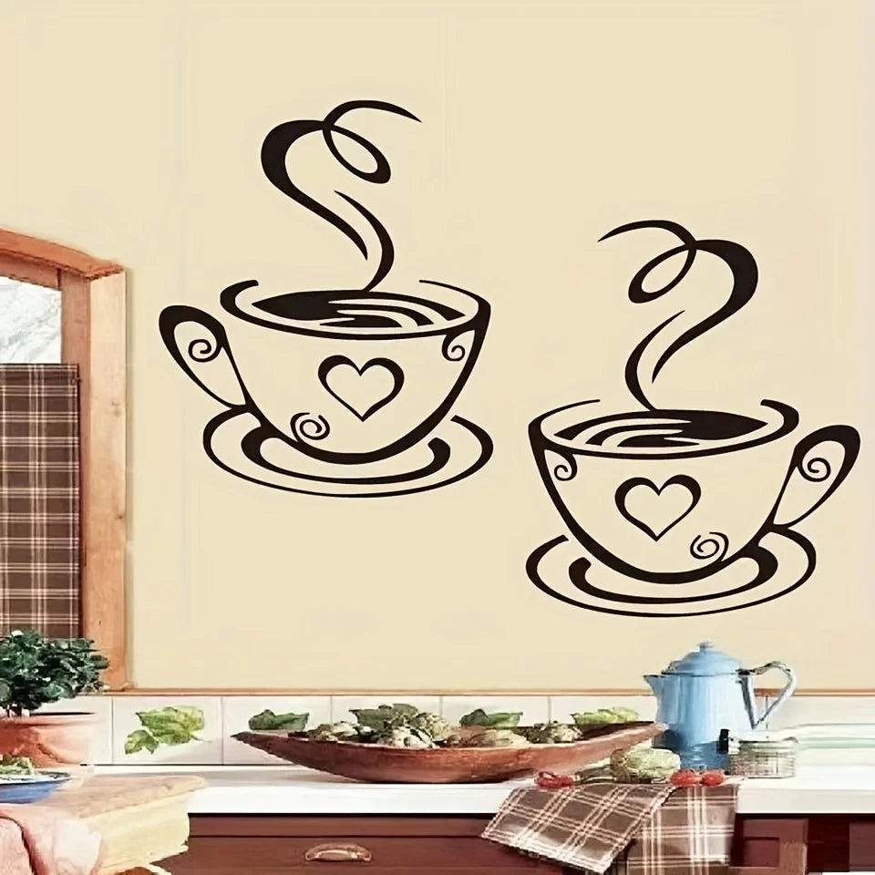 Coffee Cup Wall Sticker – Home Kitchen Decoration Decal Wall Decoration Sticker Qme
