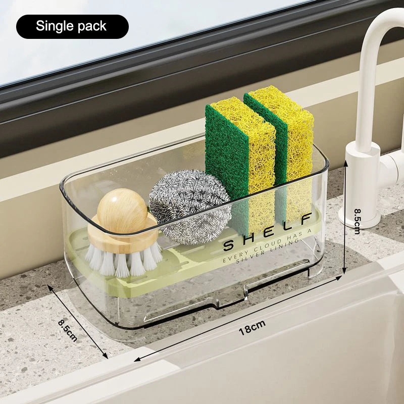 Wall-Mounted Sink Organizer Rack with Drain – Kitchen Storage Sink Organizer Rack Qst Green