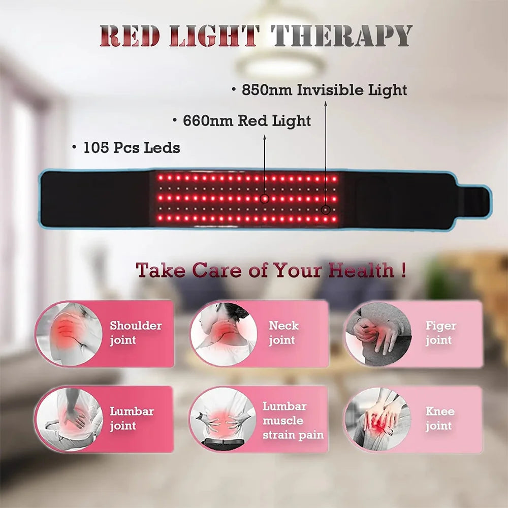 105 LED Red Light Therapy Belt 660nm 850nm – Wearable Wrap Red Light Therapy Belt Qst
